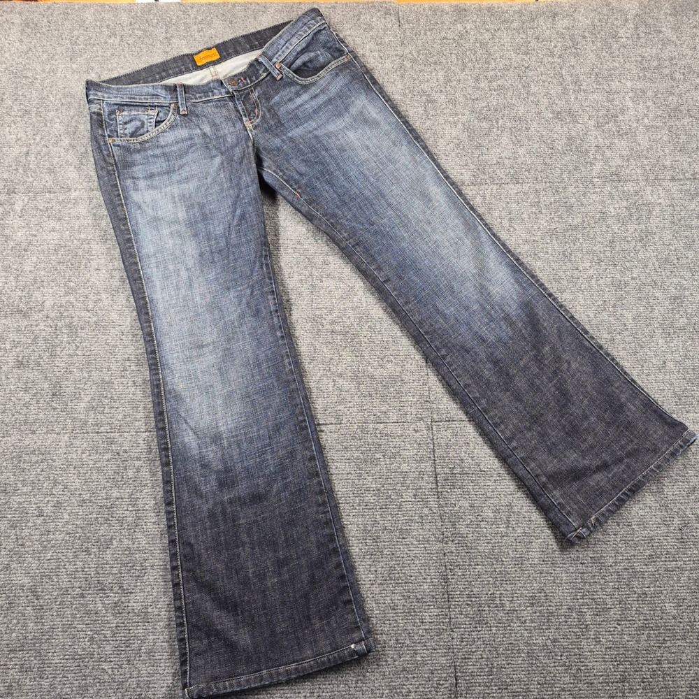 James Jeans Womens Dark Wash Low Rise Bootcut Denim Flared Leg Jeans